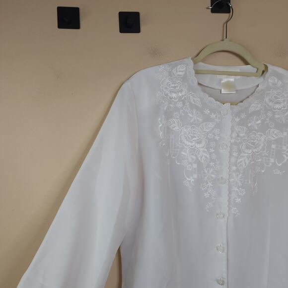 Vintage Christie & Jill Long Sleeve Victorian Blouse Button Front Blouse Size 14 - Picture 4 of 8